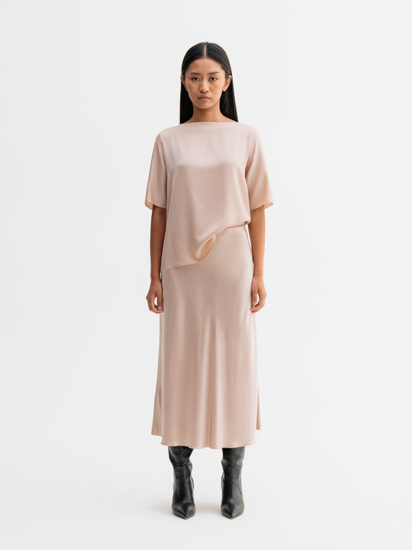 Hana satin silk skirt dusty pink