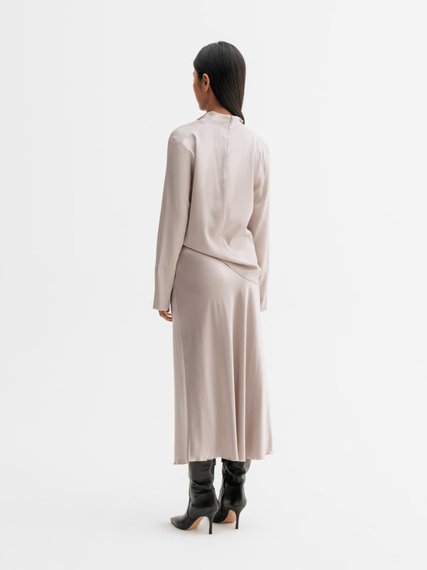 Hana satin silk skirt greige