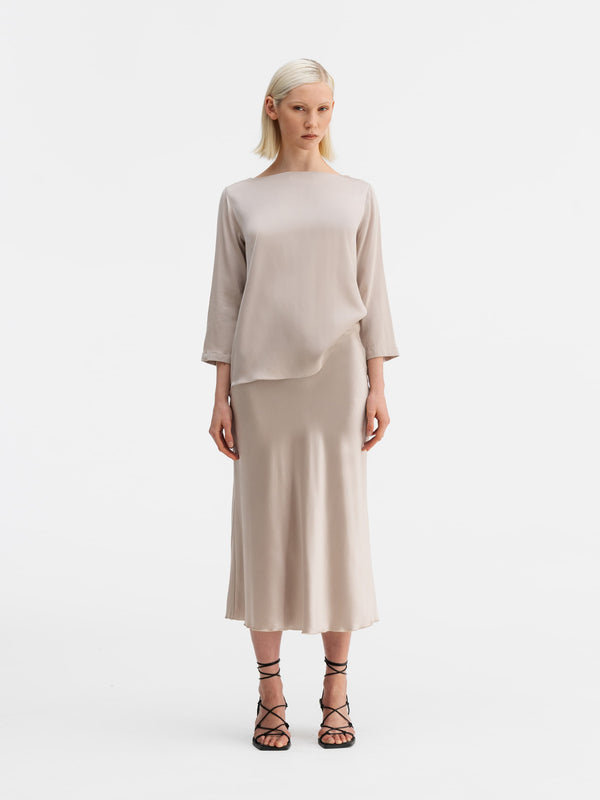 Hana satin silk skirt greige