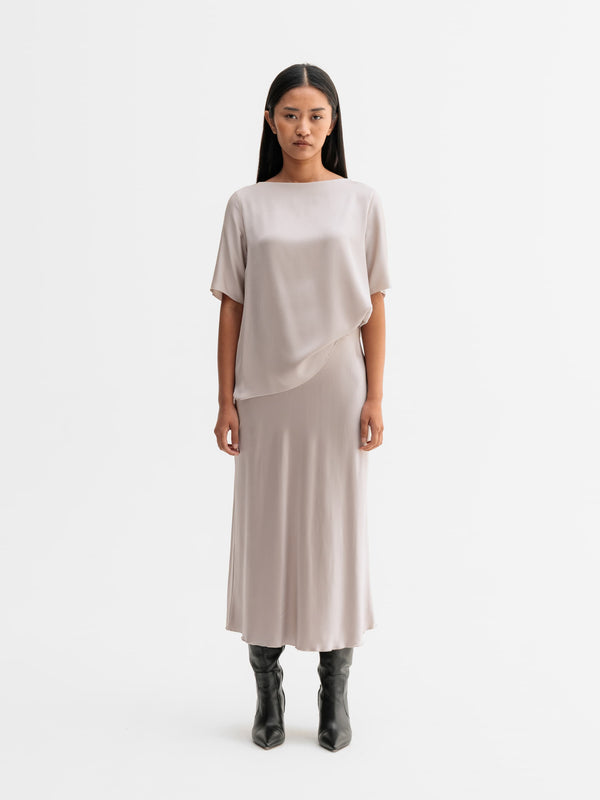 Hana satin silk skirt greige