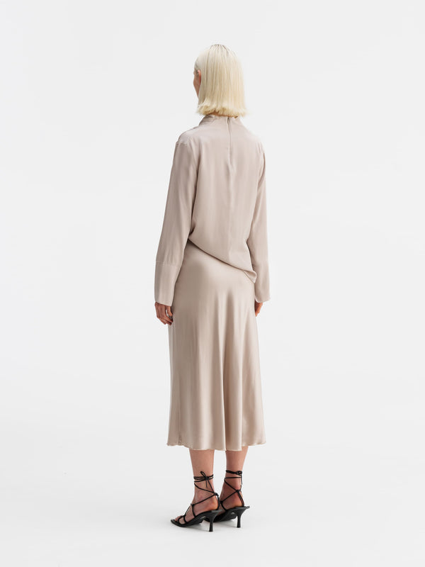 Hana satin silk skirt greige
