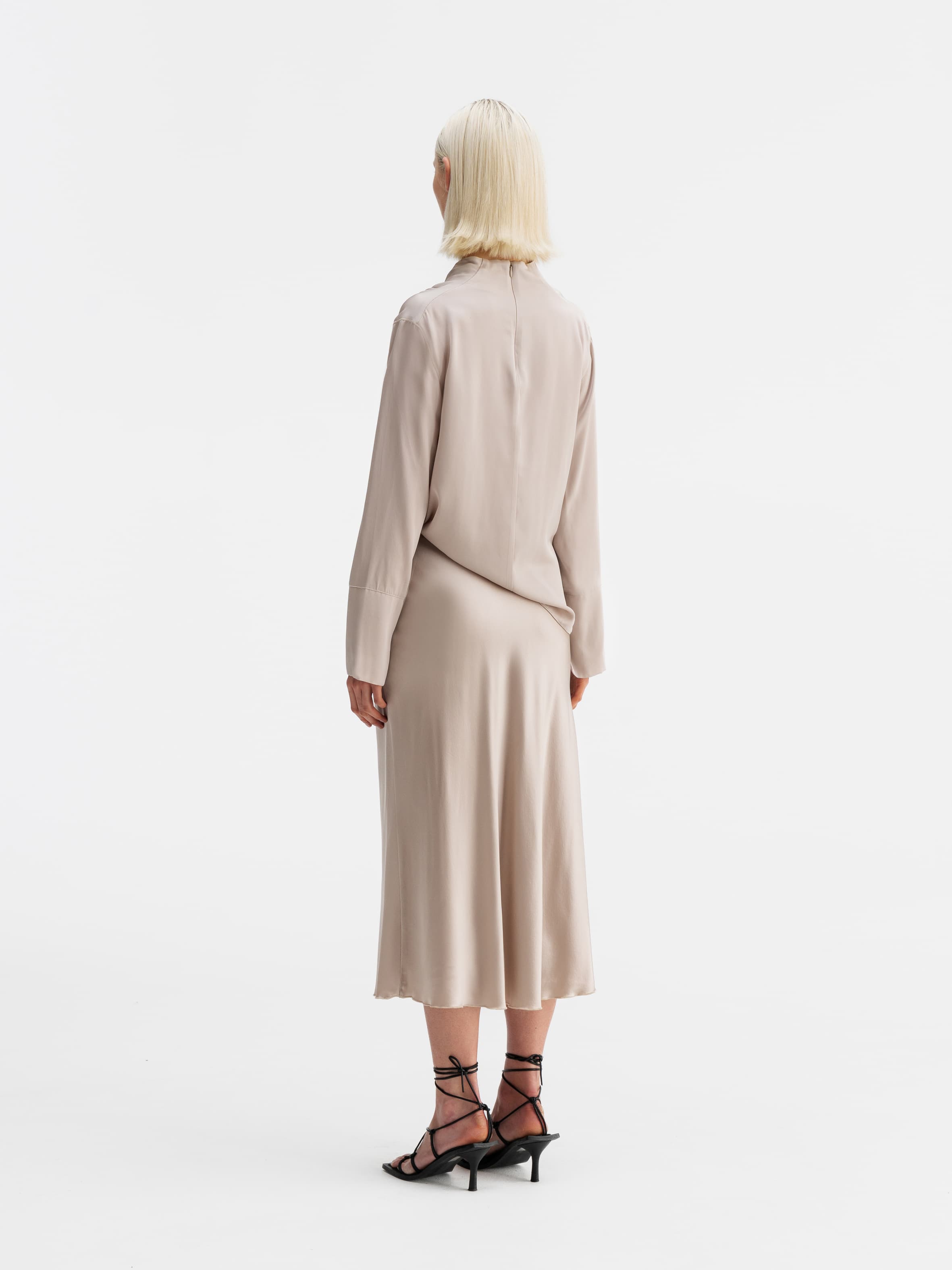 Hana satin silk skirt greige