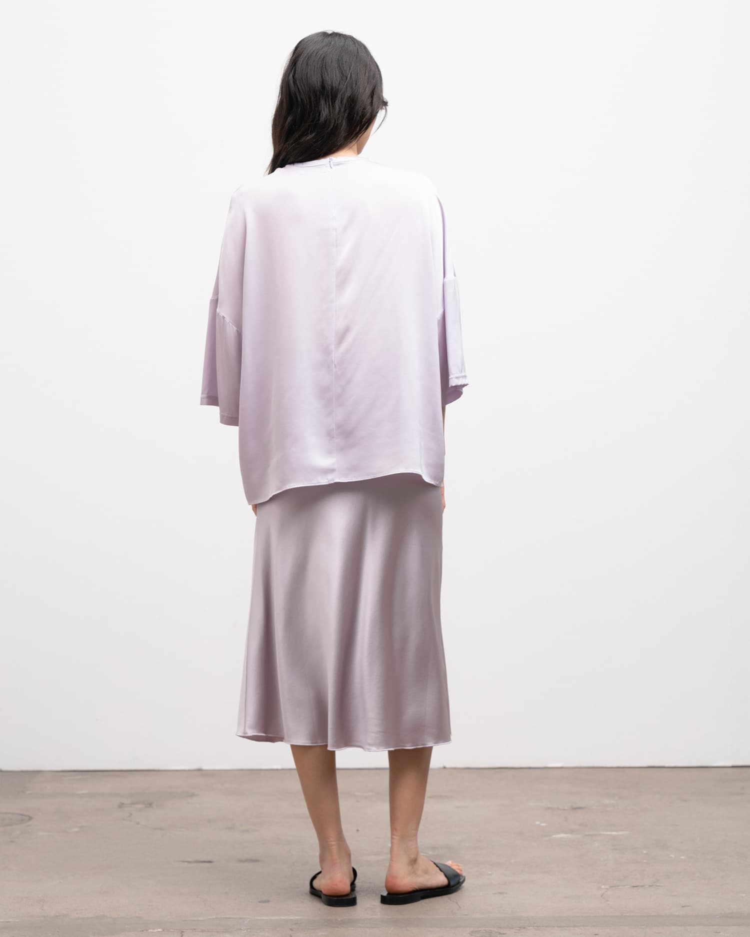 Hana satin silk skirt light purple