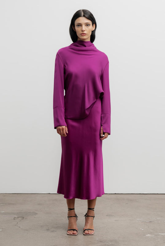 Hana satin silk skirt light berry