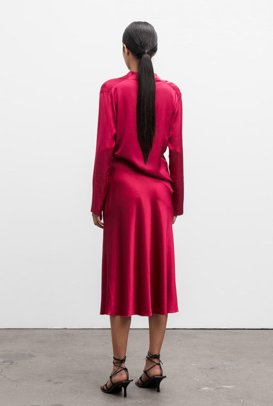 Hana satin silk skirt raspberry