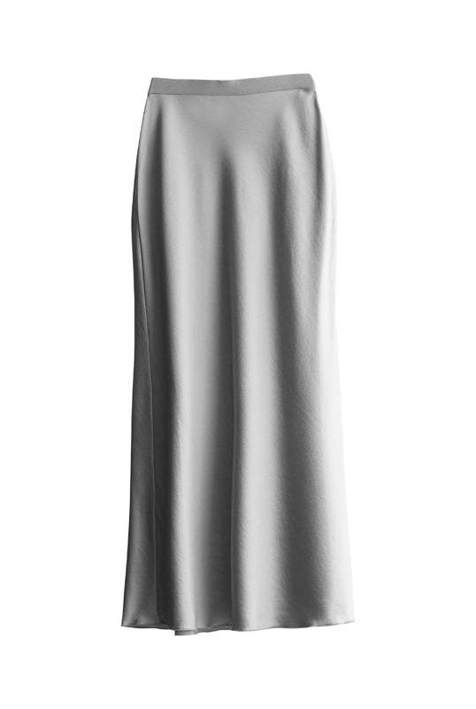 Hana satin silk skirt silver
