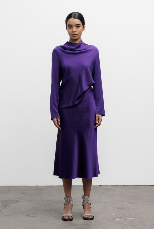 Hana satin silk skirt violet