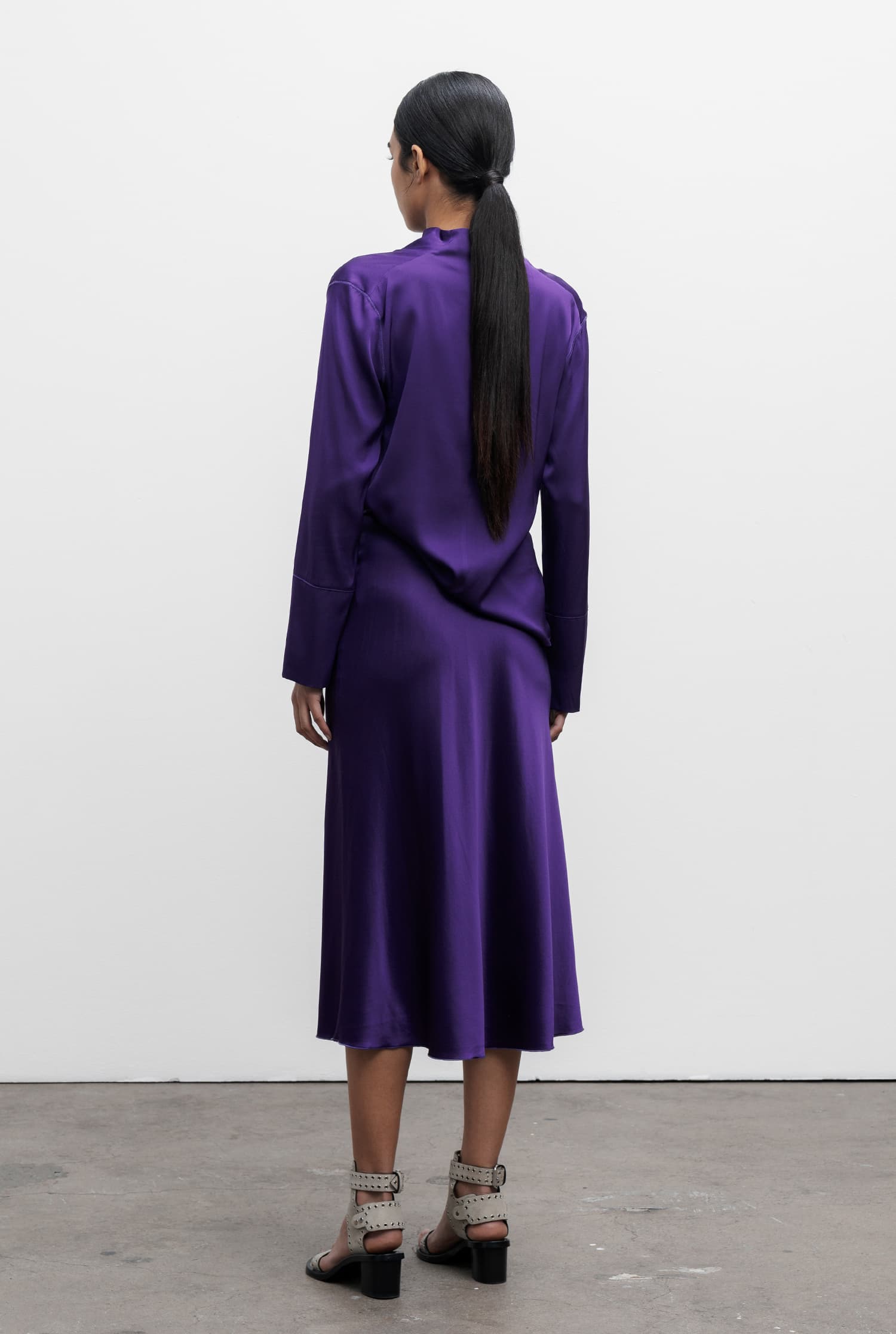 Hana satin silk skirt violet