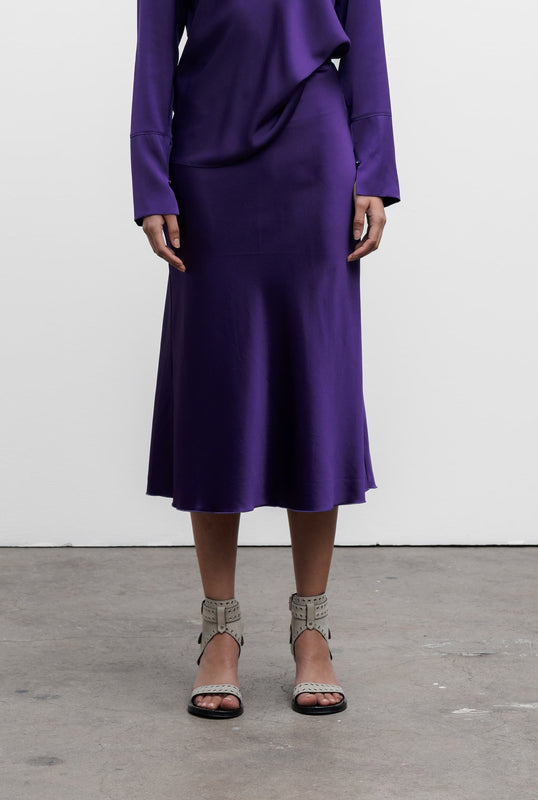 Hana satin silk skirt violet