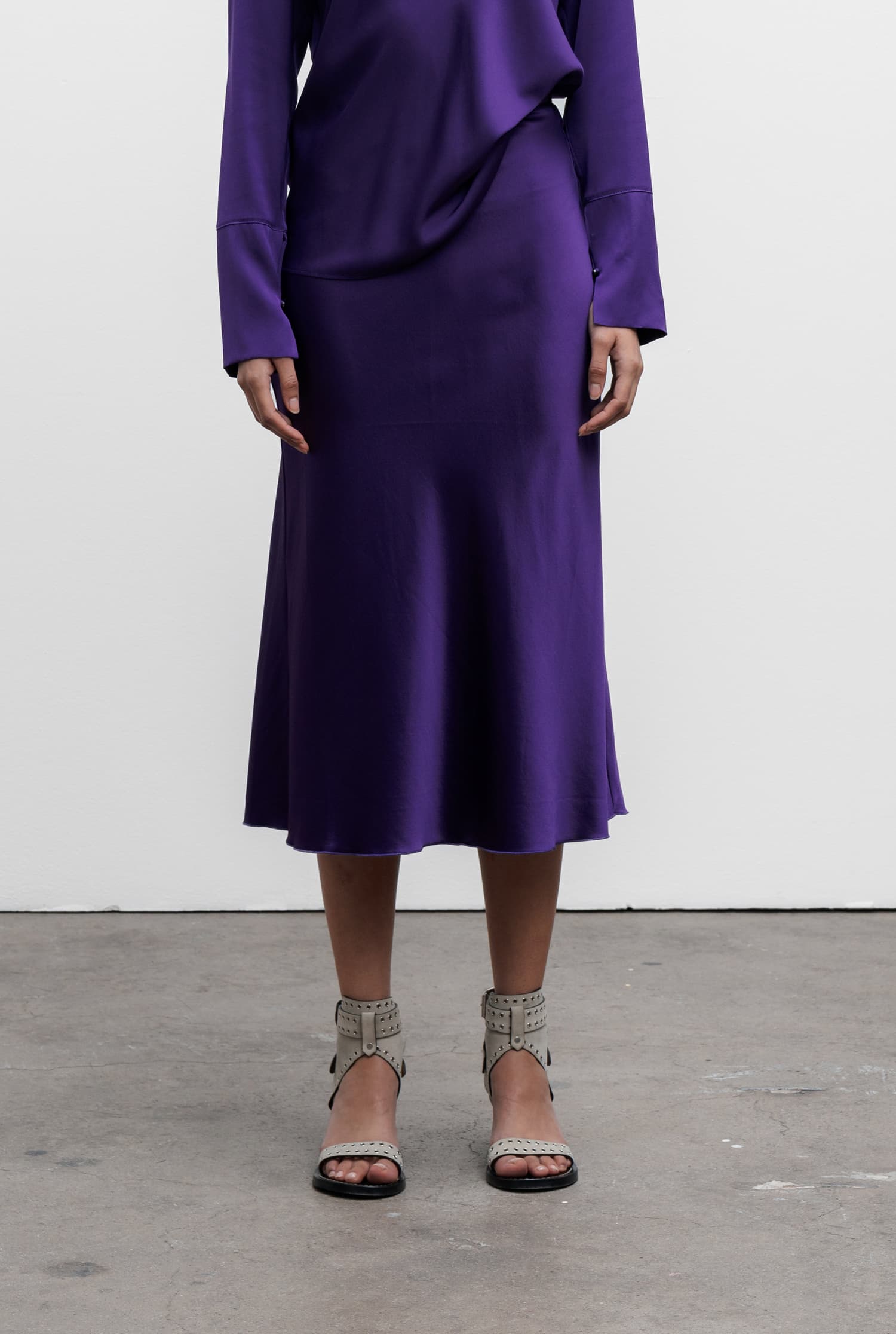 Hana satin silk skirt violet