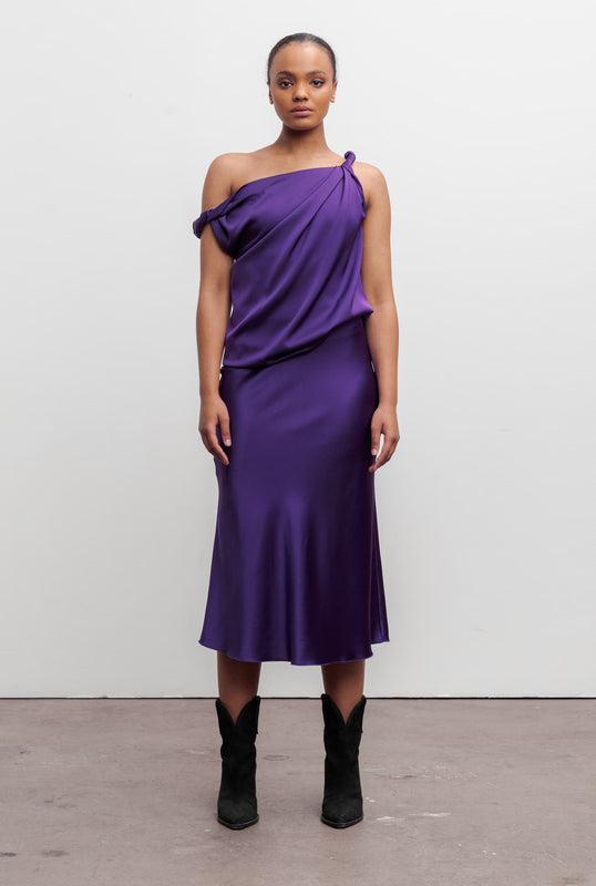 Hana satin silk skirt violet