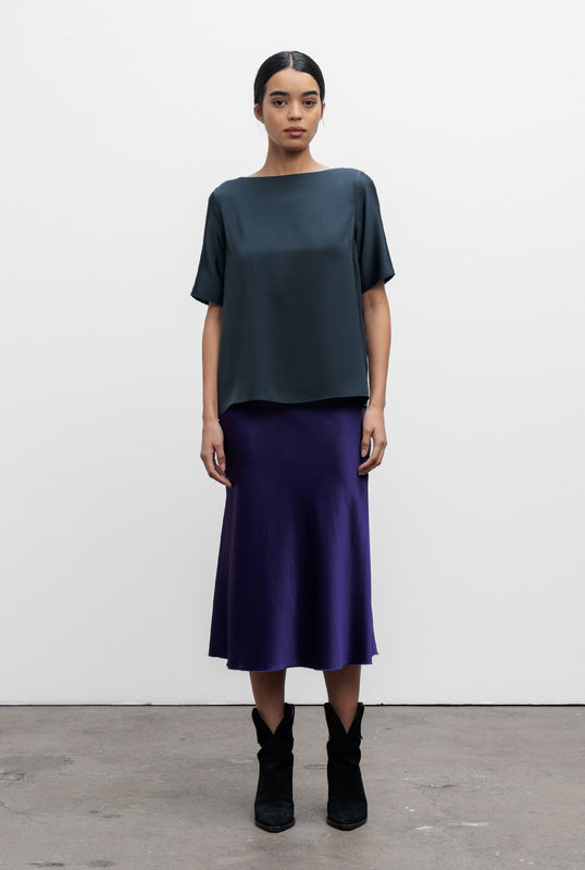 Hana satin silk skirt violet