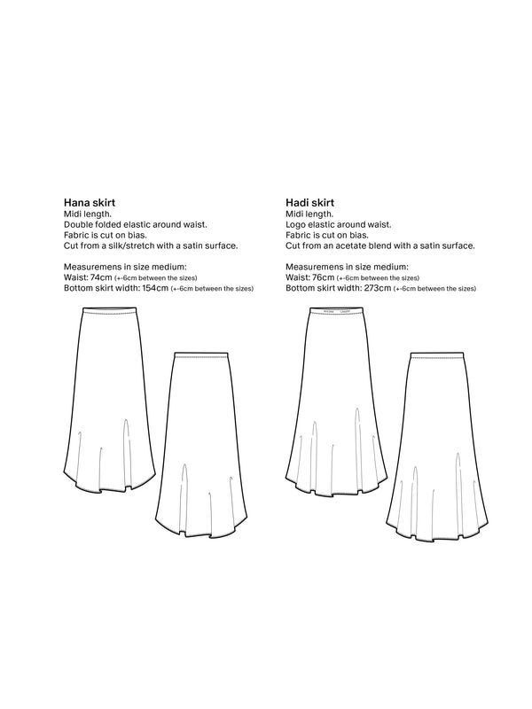 Model wearing Ahlvar Gallery Hadi satin skirt 