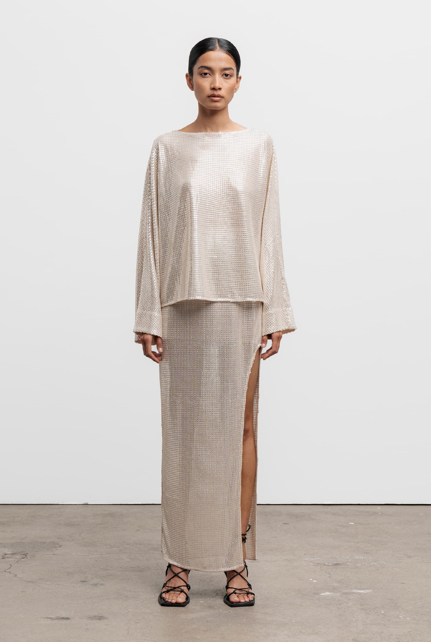 Hida sequin skirt cream