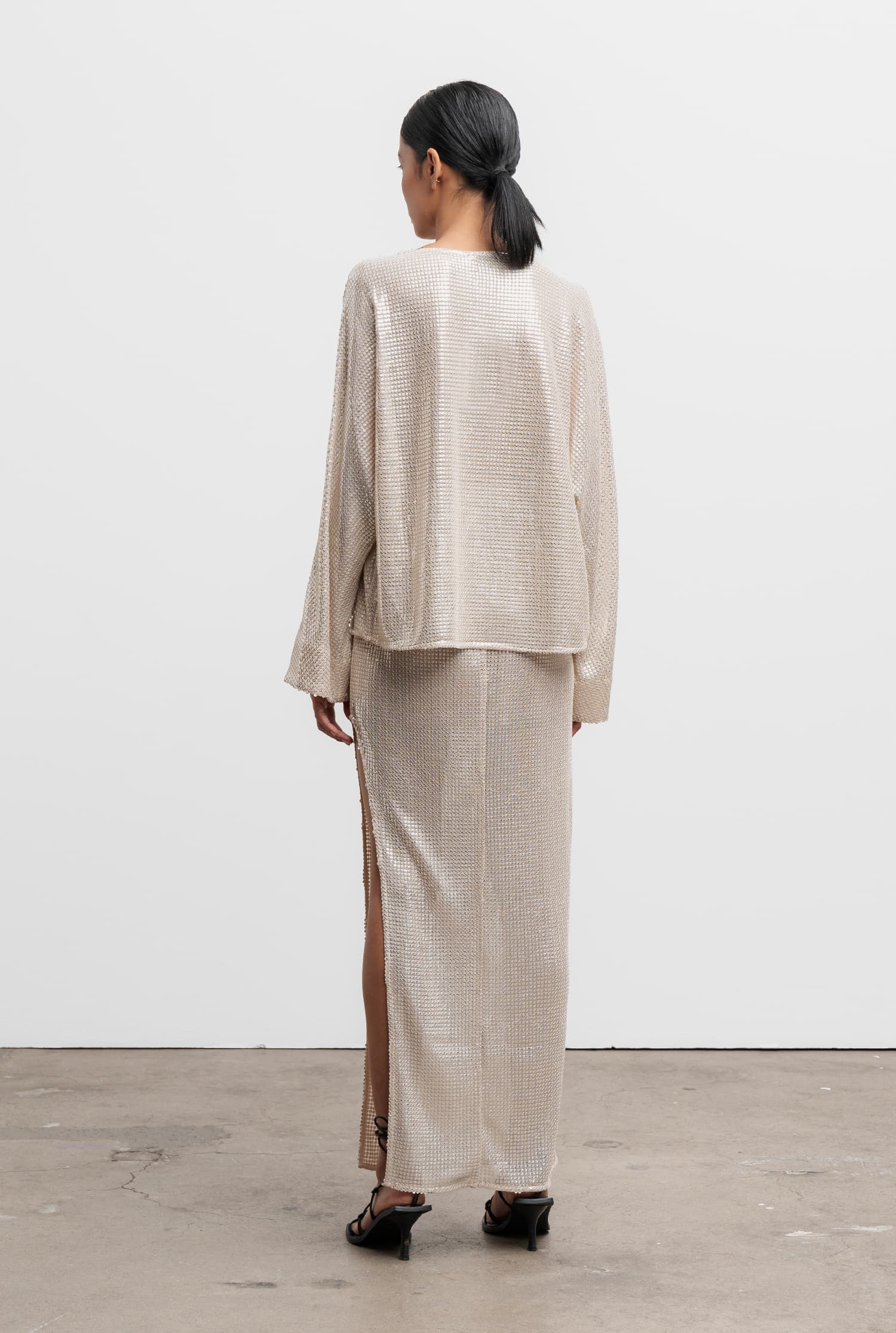 Hida sequin skirt cream