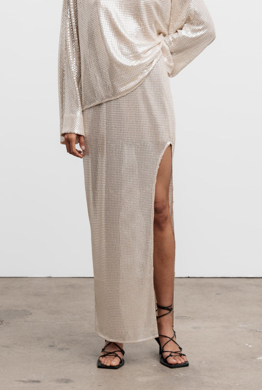 Hida sequin skirt cream