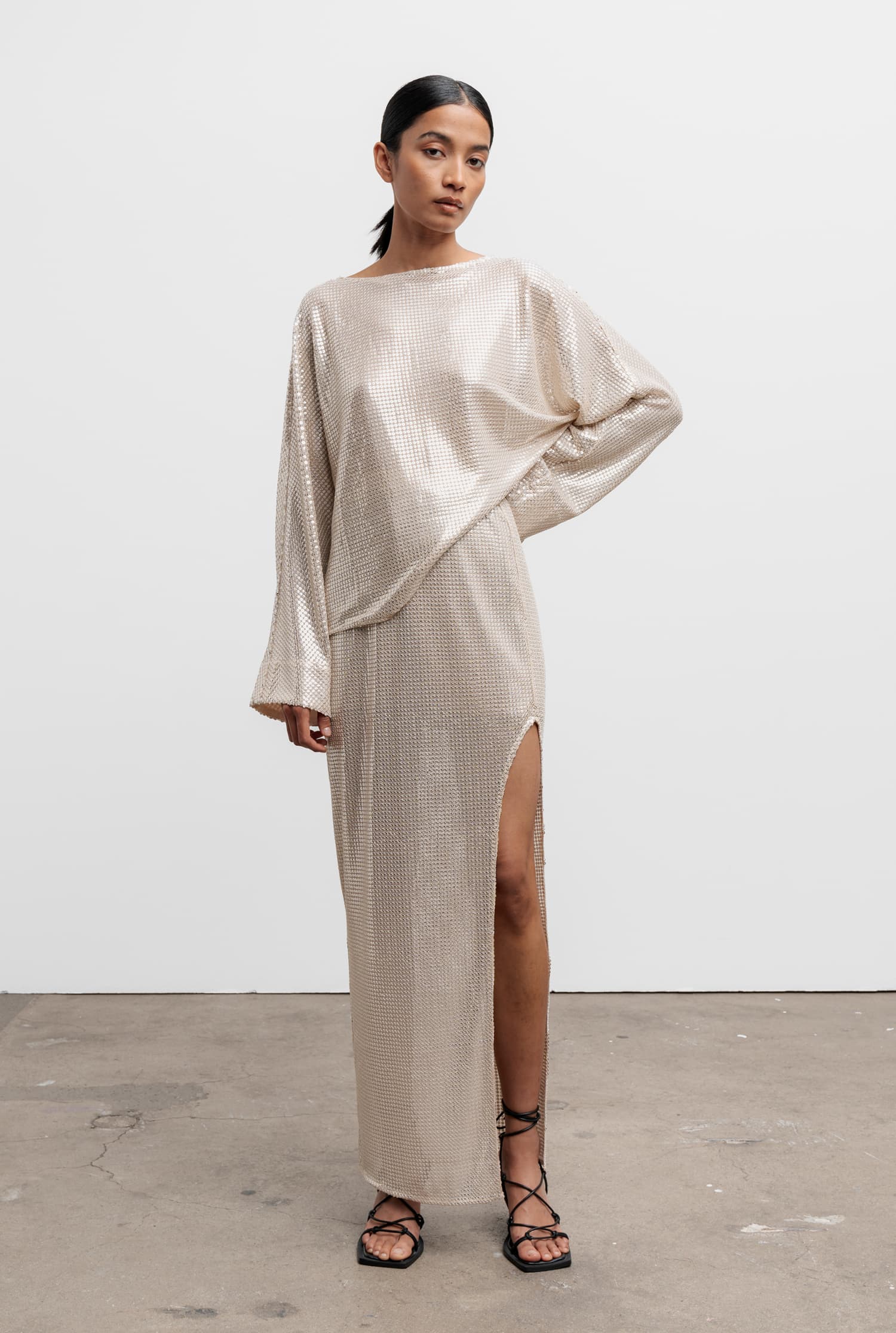 Hida sequin skirt cream