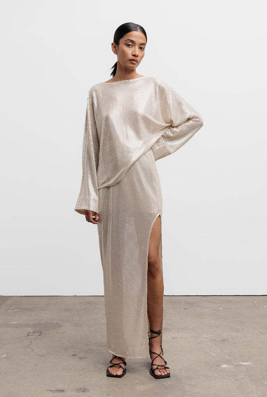 Hida sequin skirt cream