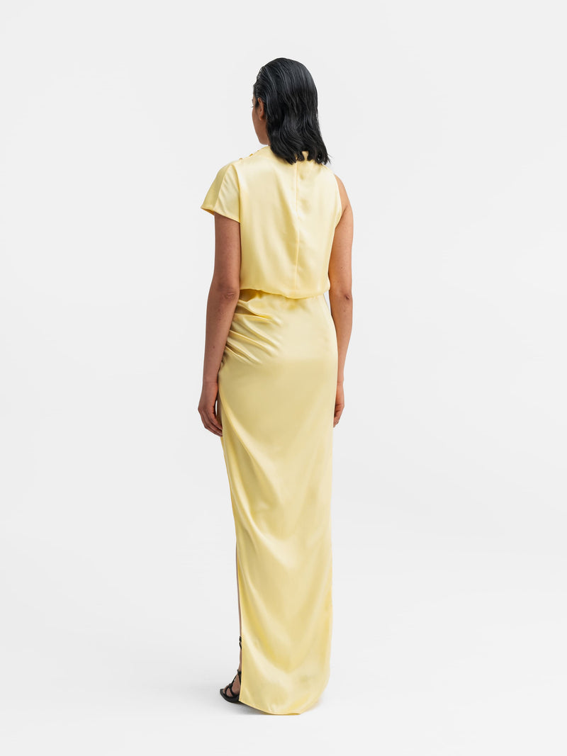 Iris satin dress light yellow