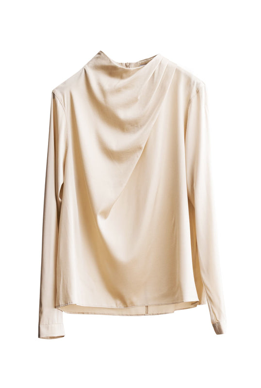 Jade satin silk blouse cream