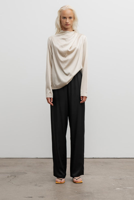 Jade satin silk blouse cream