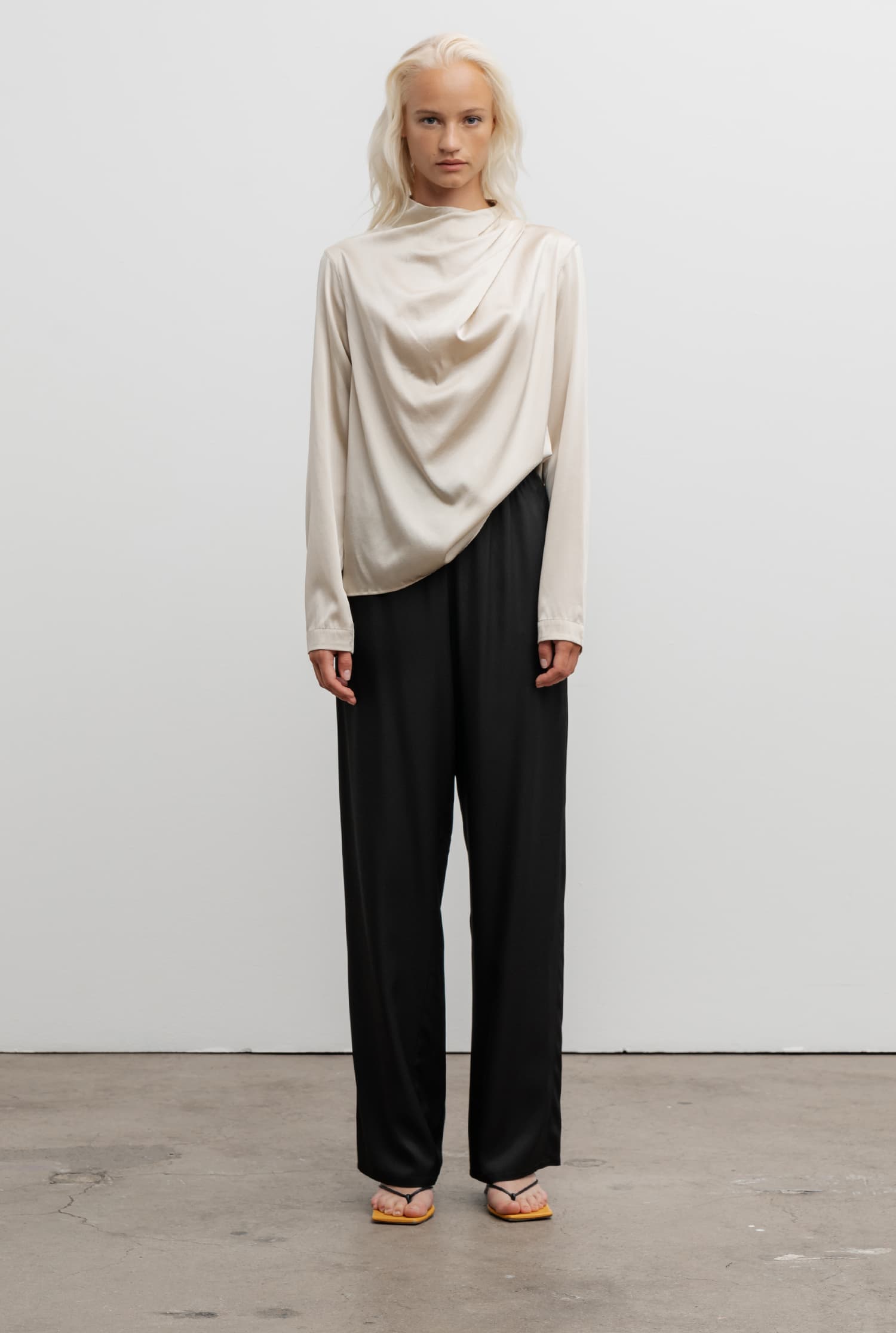 Jade satin silk blouse cream
