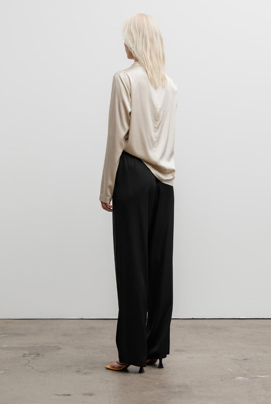 Jade satin silk blouse cream