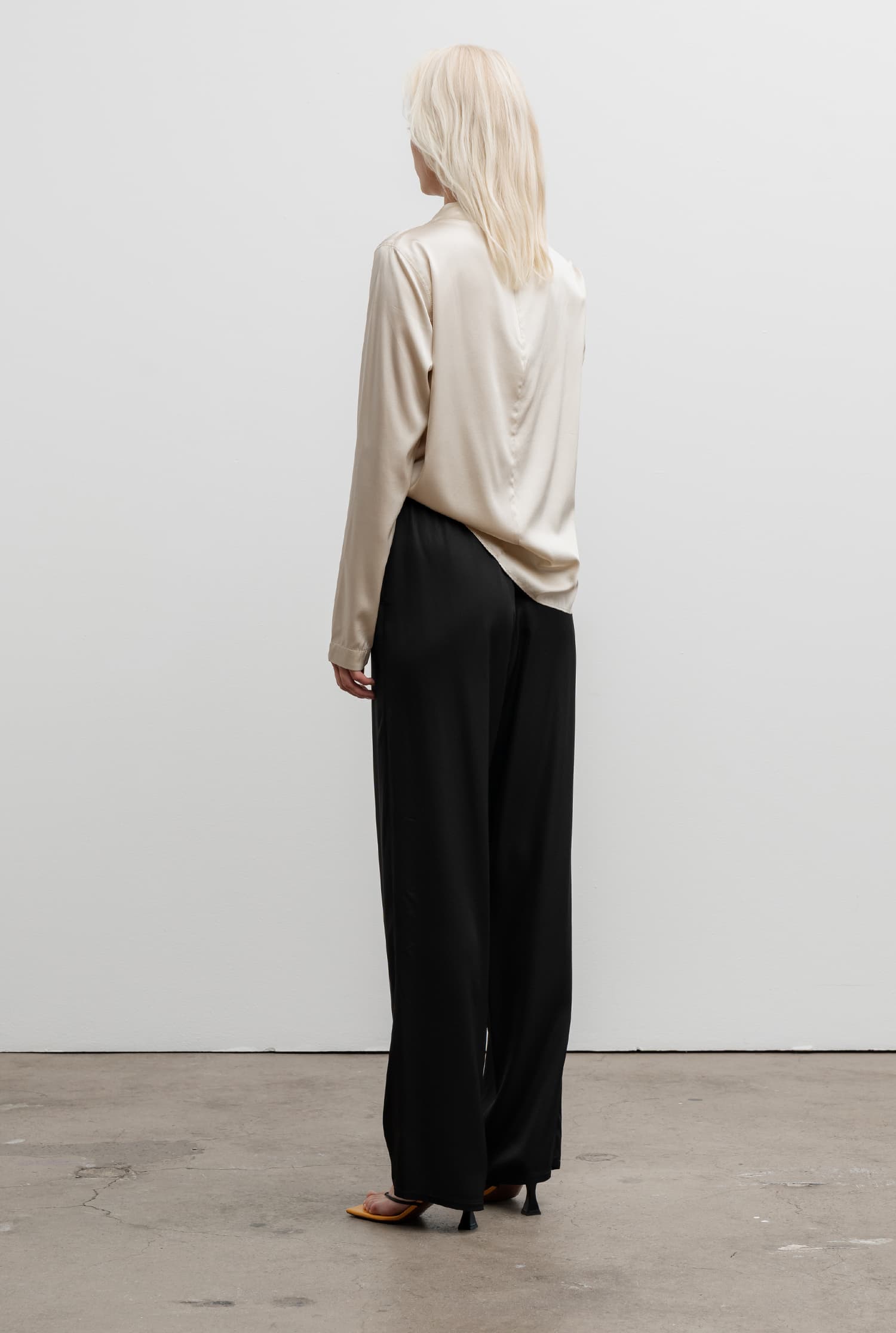 Jade satin silk blouse cream