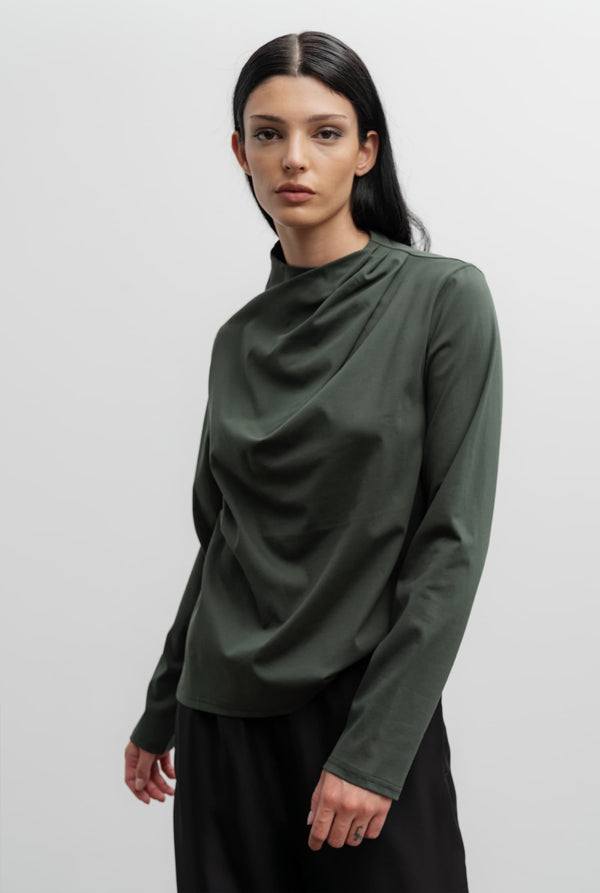 Jade jersey blouse army green