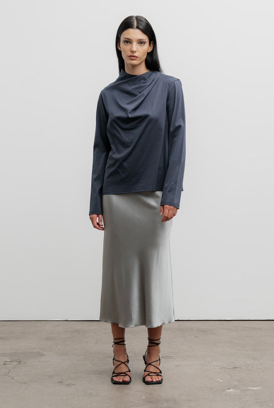 Jade jersey blouse blue grey