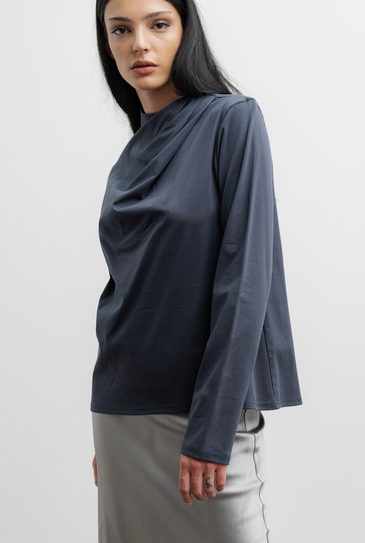 Jade jersey blouse blue grey
