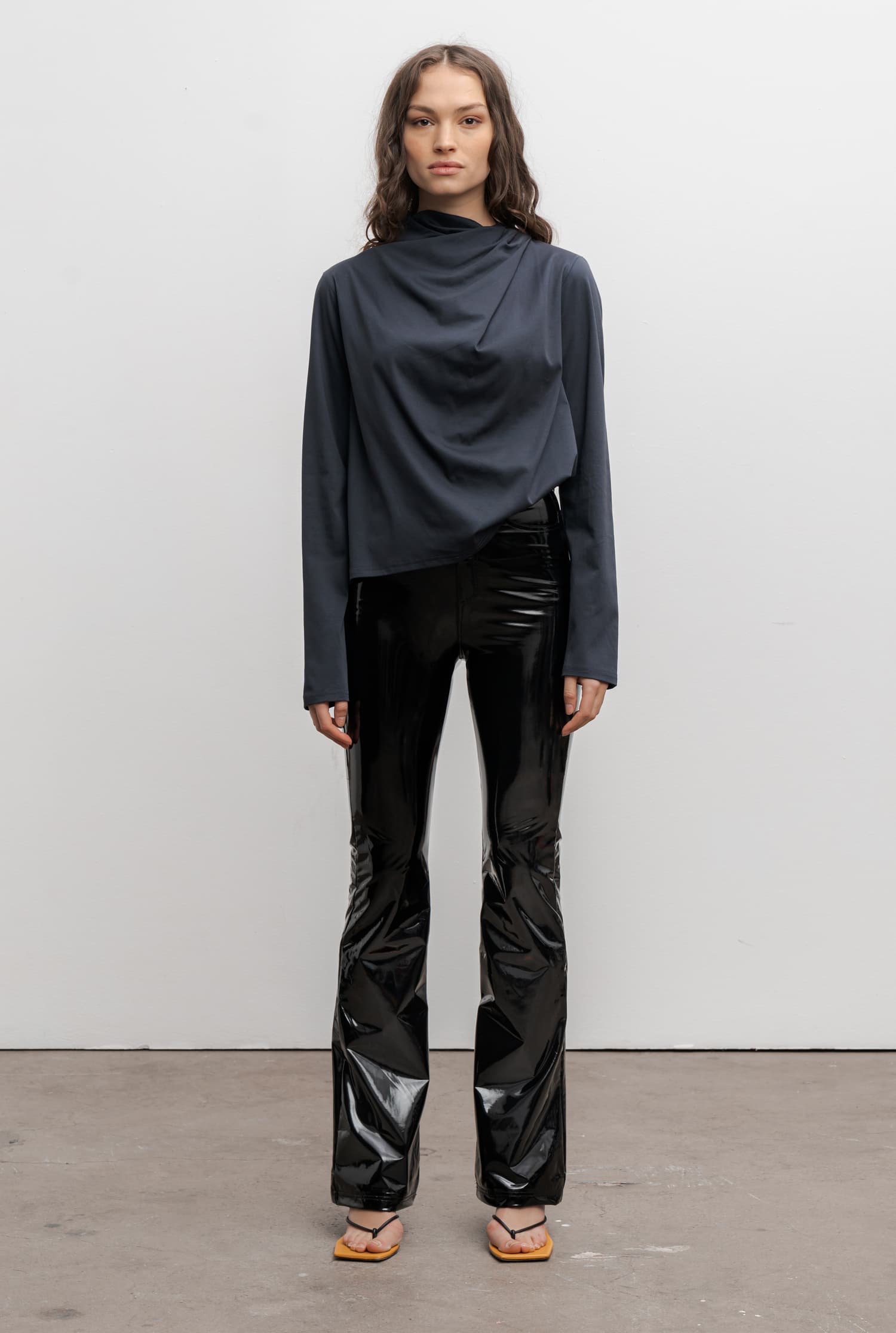 Jade jersey blouse blue grey