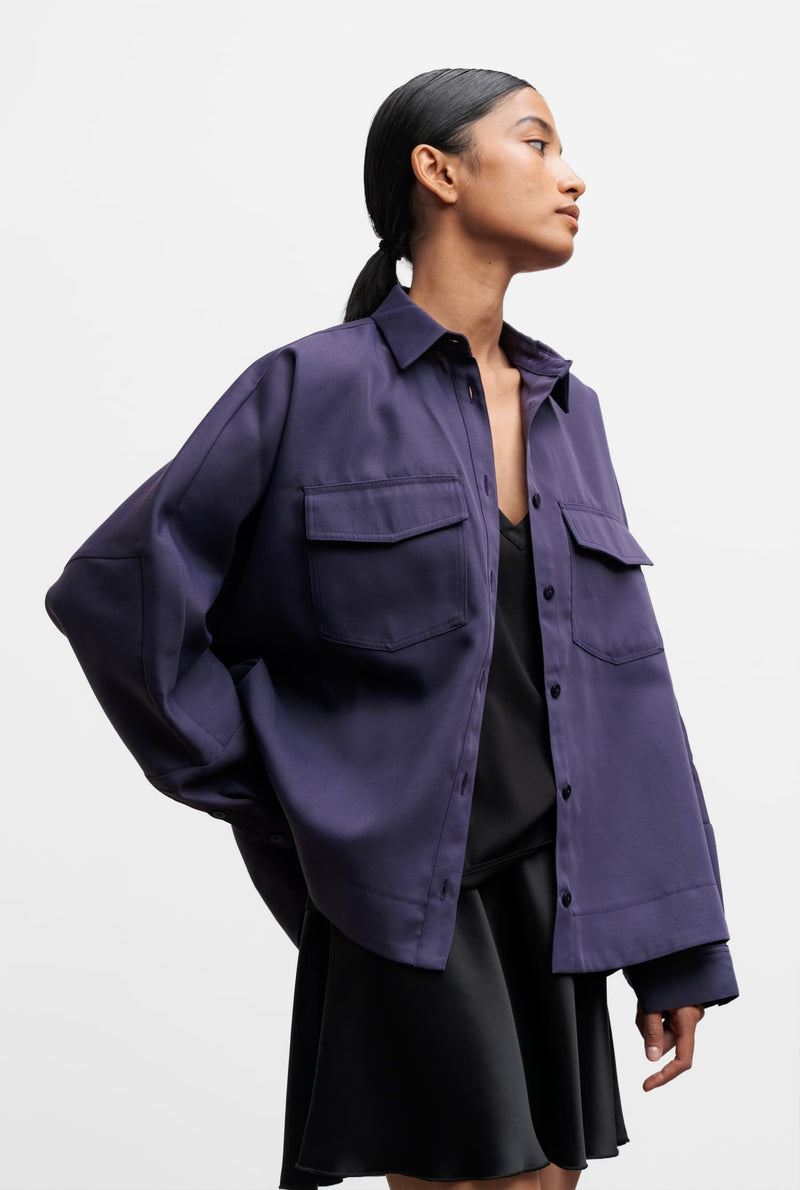 Kaia twill over shirt plum