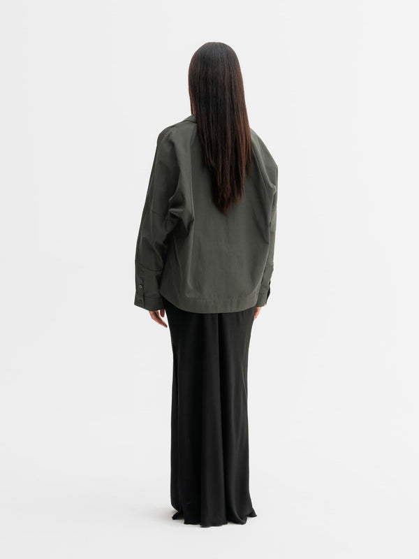 Back view of Ahlvar Gallery Kaia over shirt in Wood