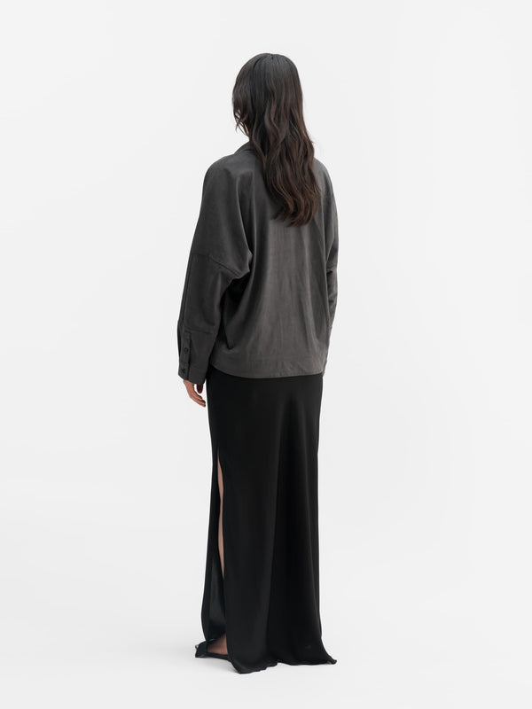 Kaia PU suede overshirt dark grey