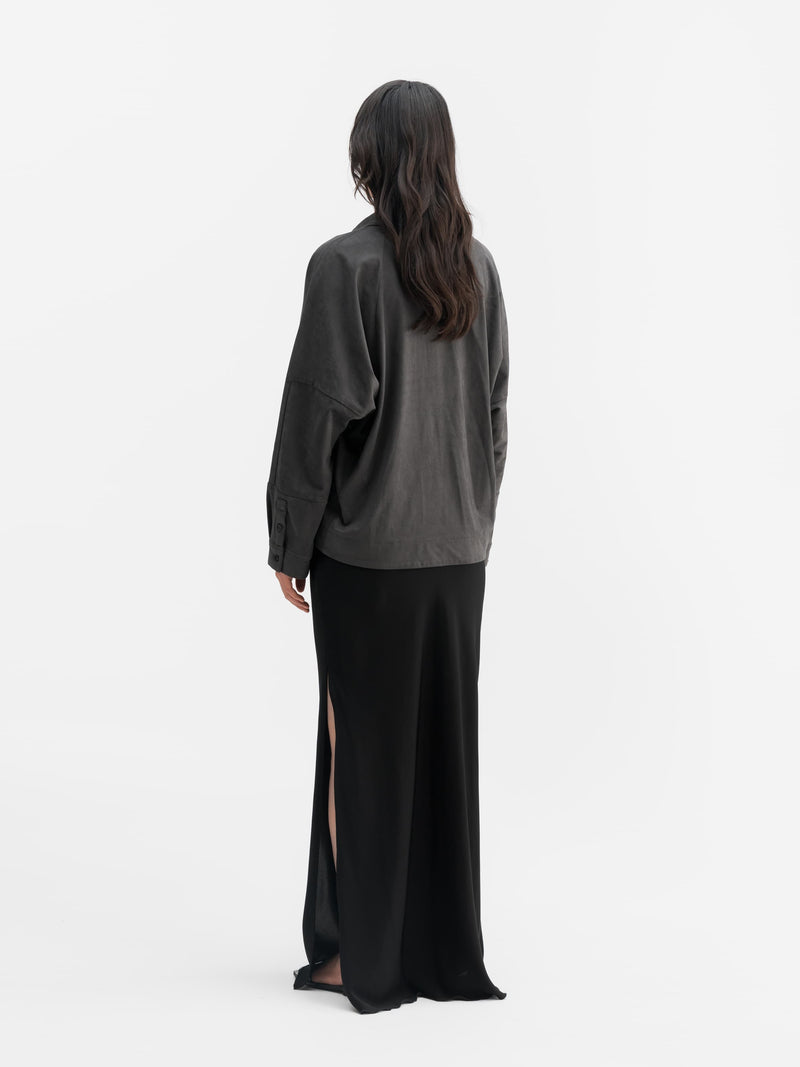 Kaia PU suede overshirt dark grey