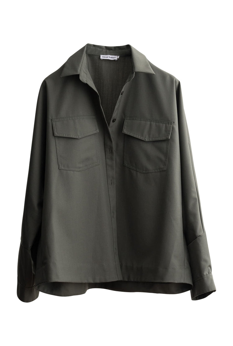 Kaia wool over shirt army green