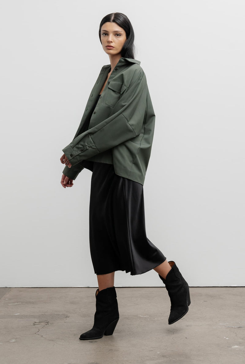 Kaia wool over shirt army green
