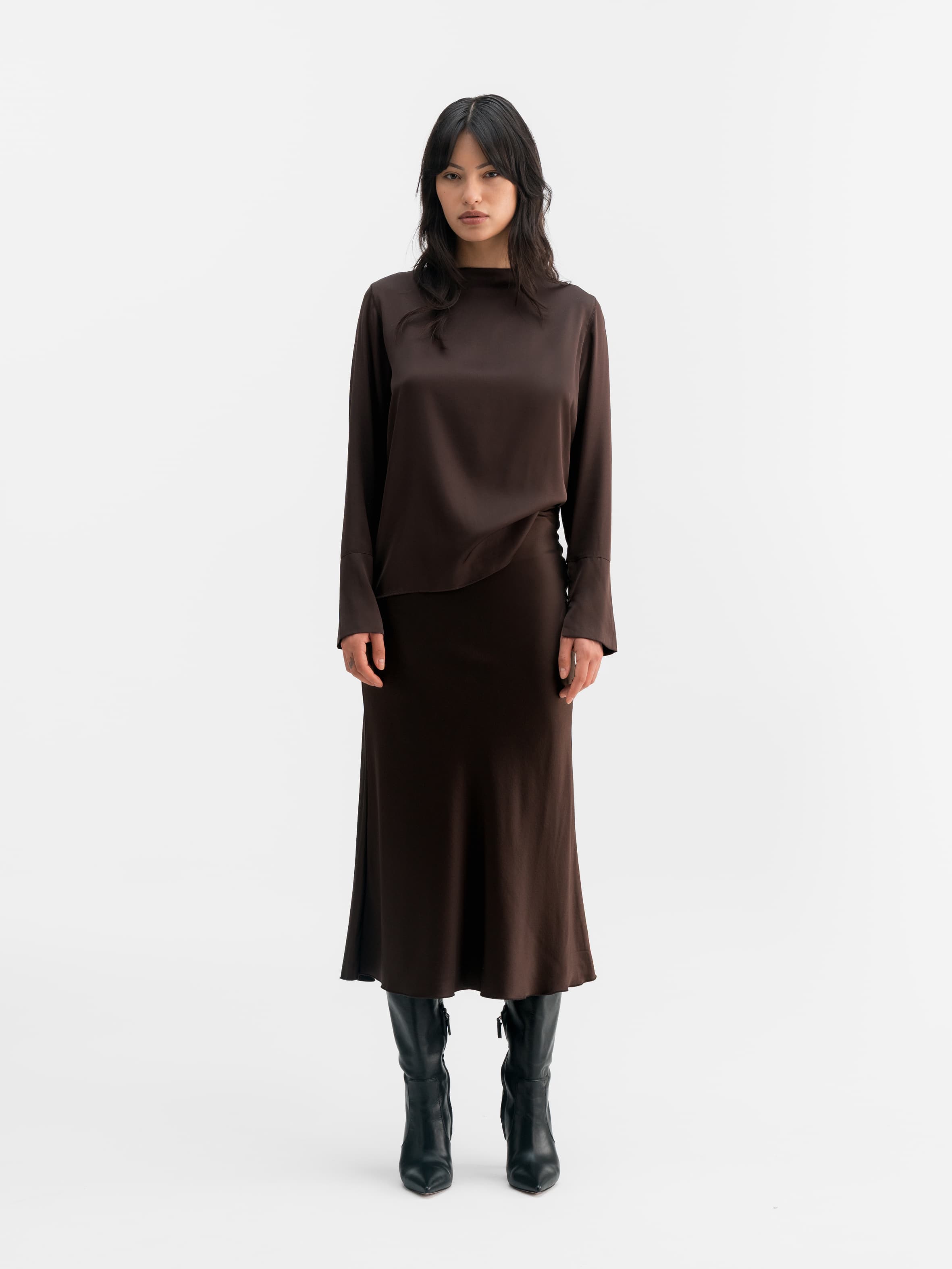 Kelly silk blouse dark brown