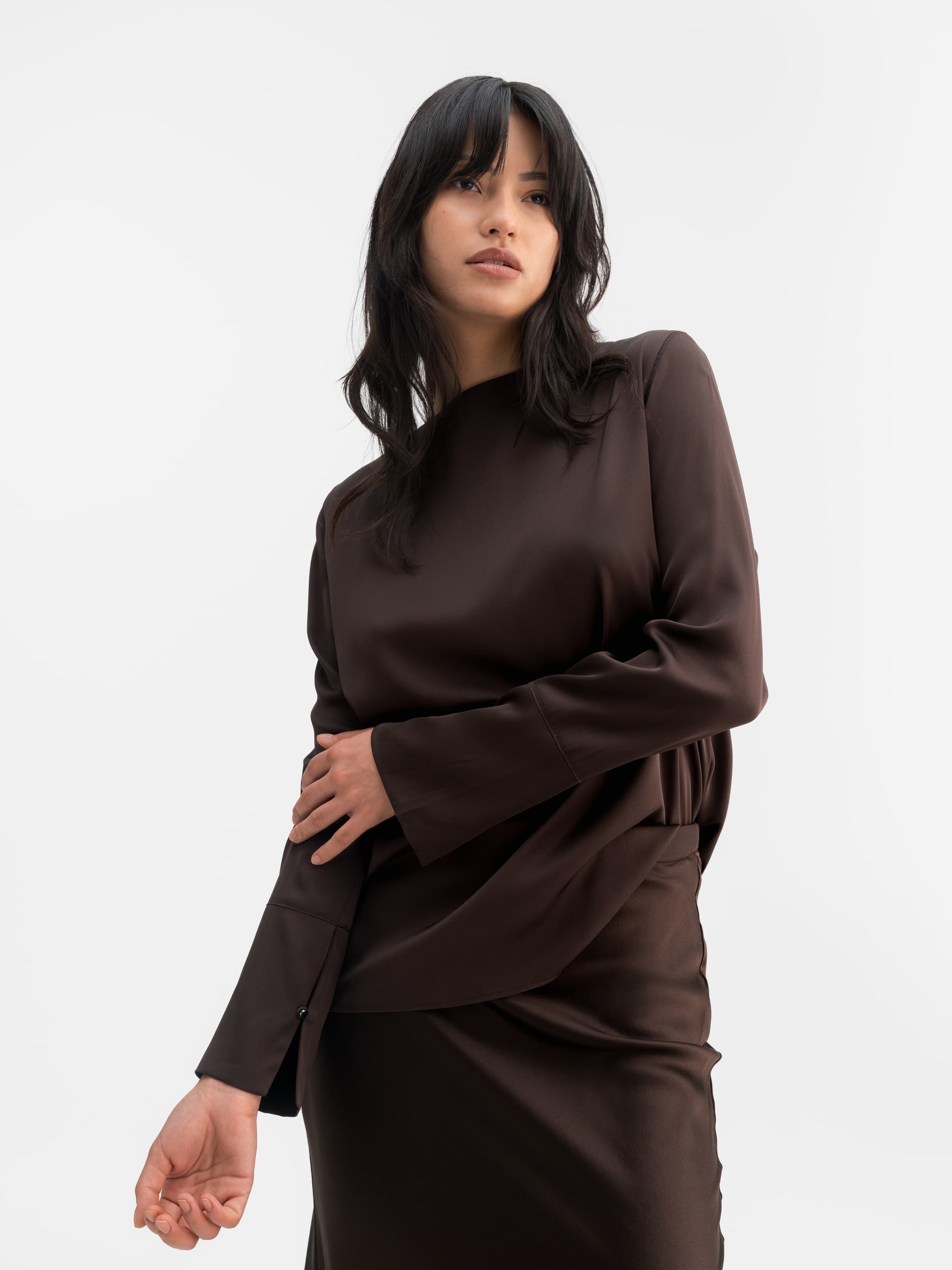 Kelly silk blouse dark brown