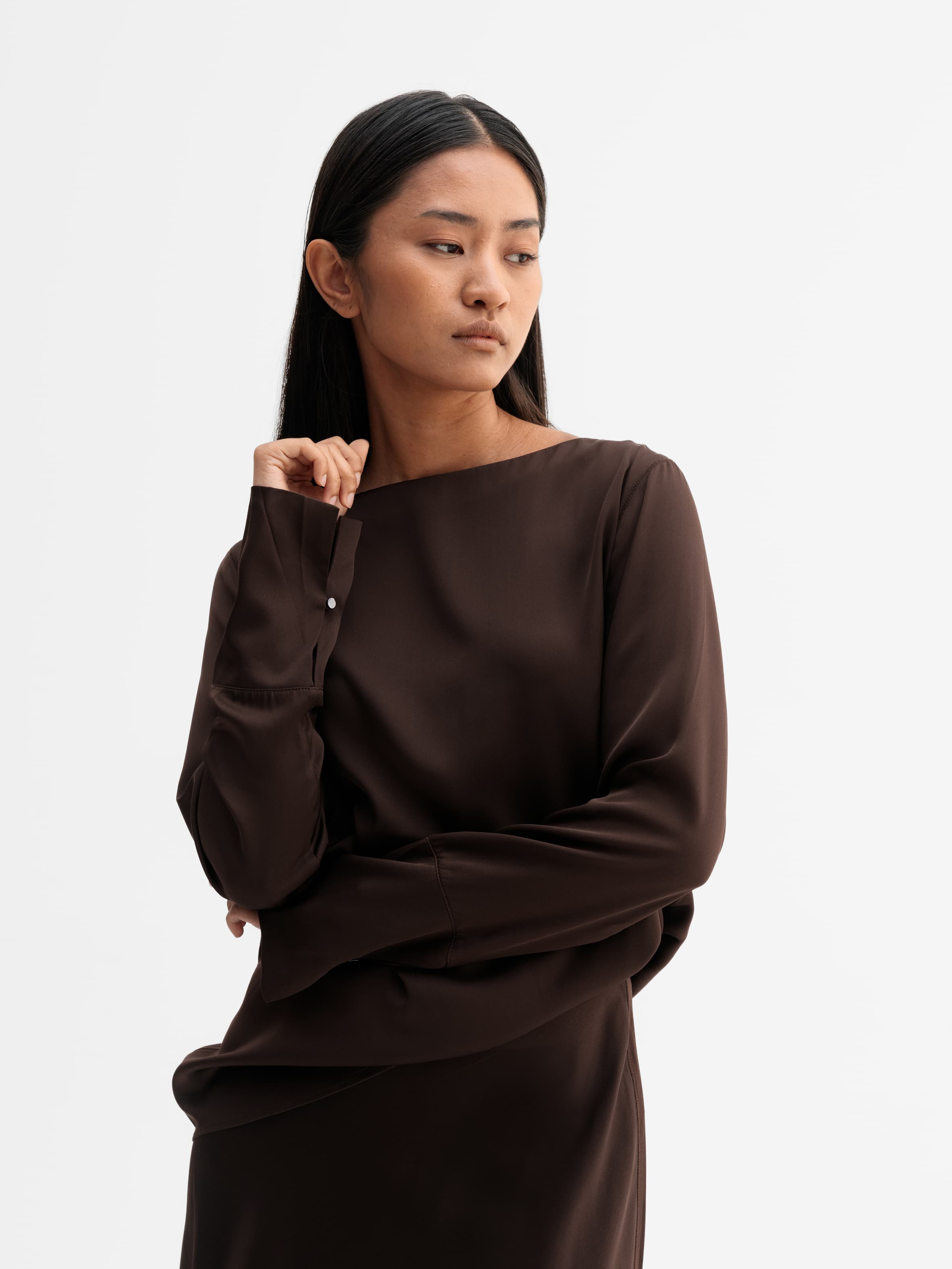Kelly silk blouse dark brown