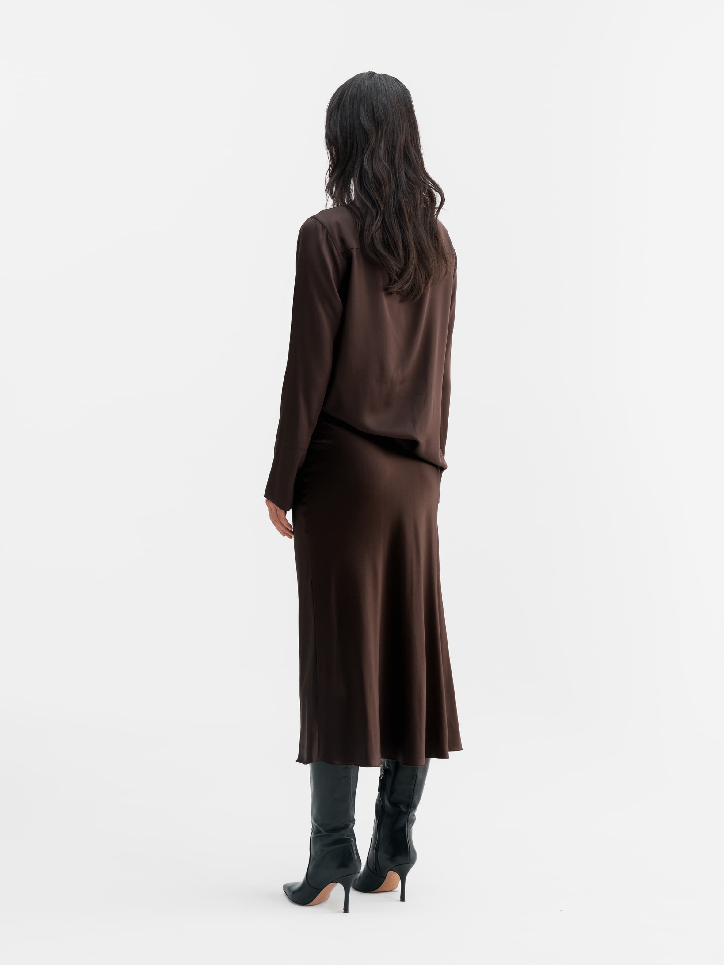 Kelly silk blouse dark brown
