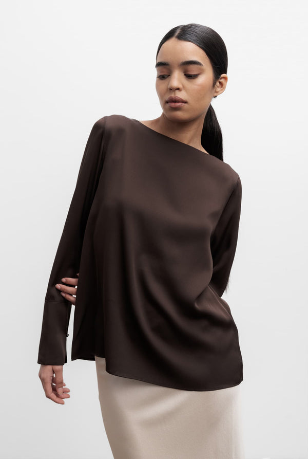 Kelly silk blouse dark brown