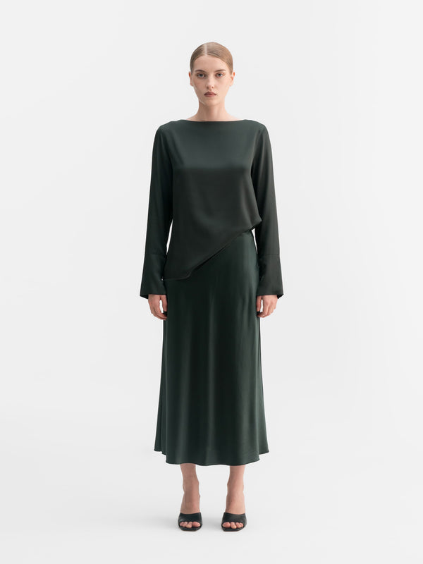 Kelly silk blouse deep forest