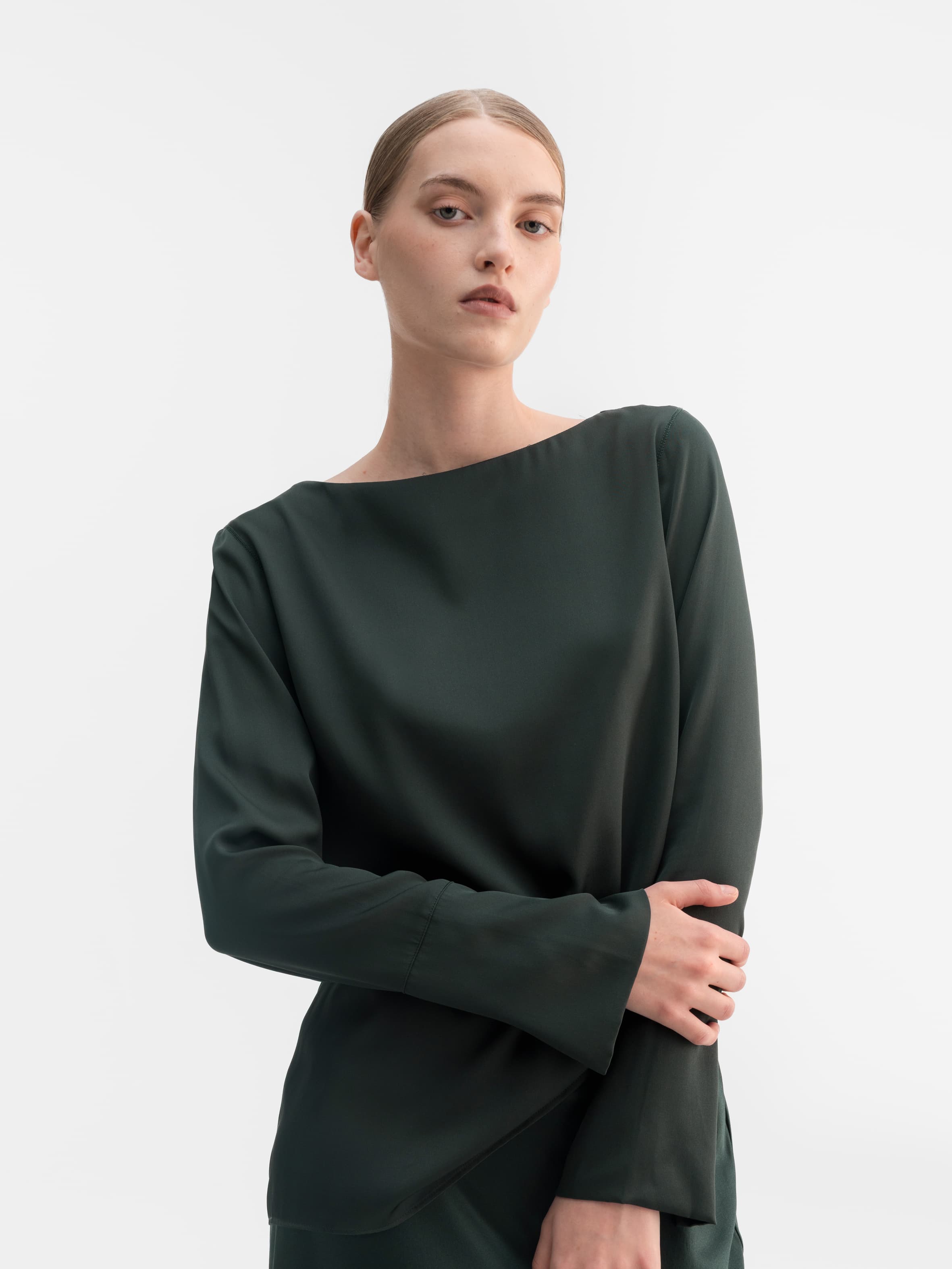 Kelly silk blouse deep forest