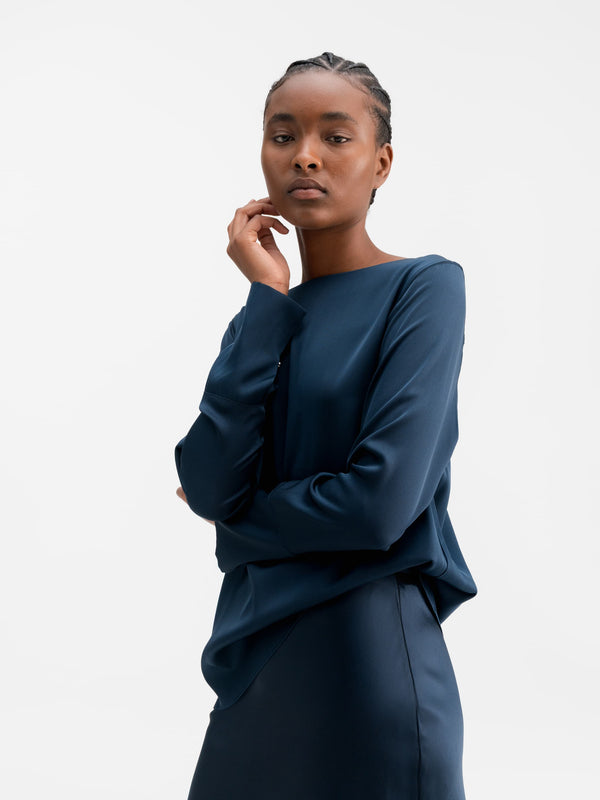 Kelly silk blouse midnight blue