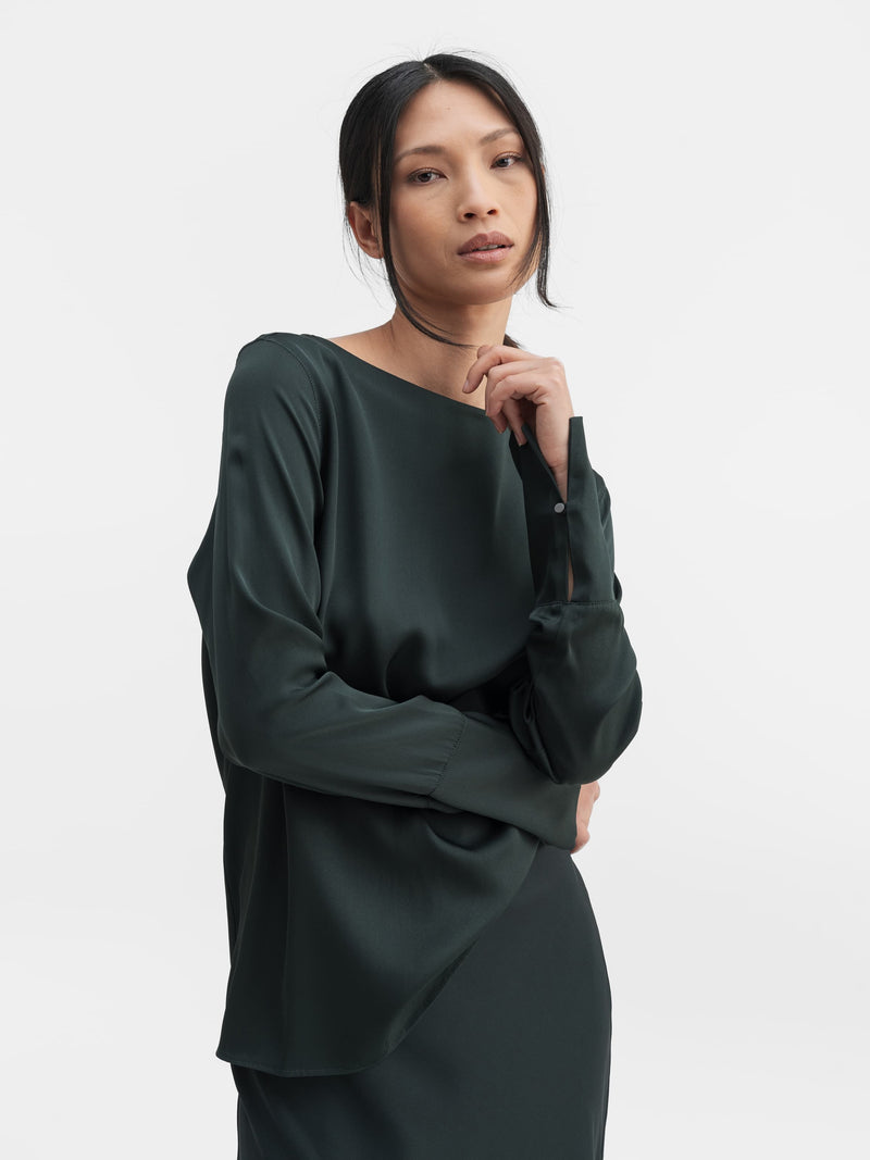 Kelly silk blouse deep forest