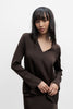 Kelly silk v-neck blouse dark brown