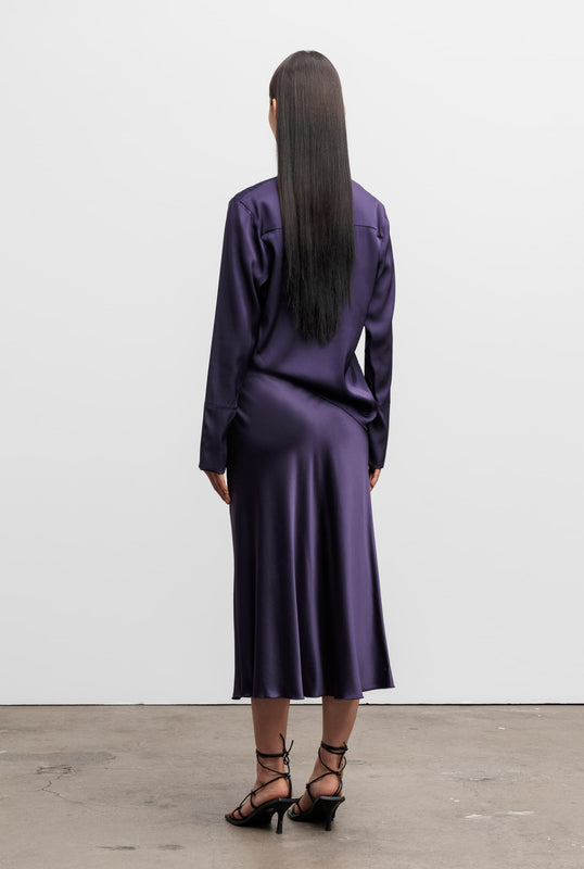 Kelly v-neck silk blouse plum