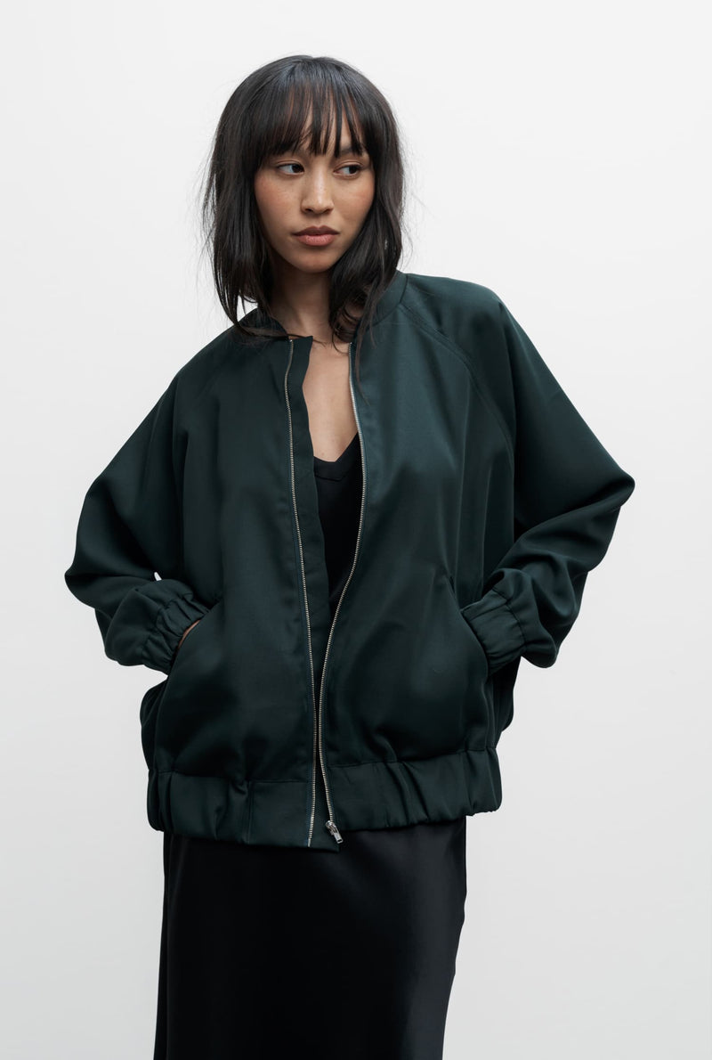 Kimie twill bomber jacket deep forest